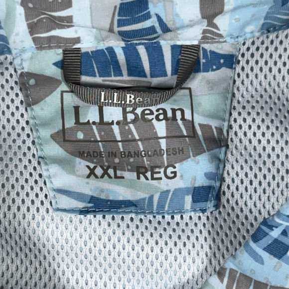 LL Bean Fishing Shirt Adult 2XL Blue Fish Print Allover Outdoor Angler Nylon - Picture 4 of 7